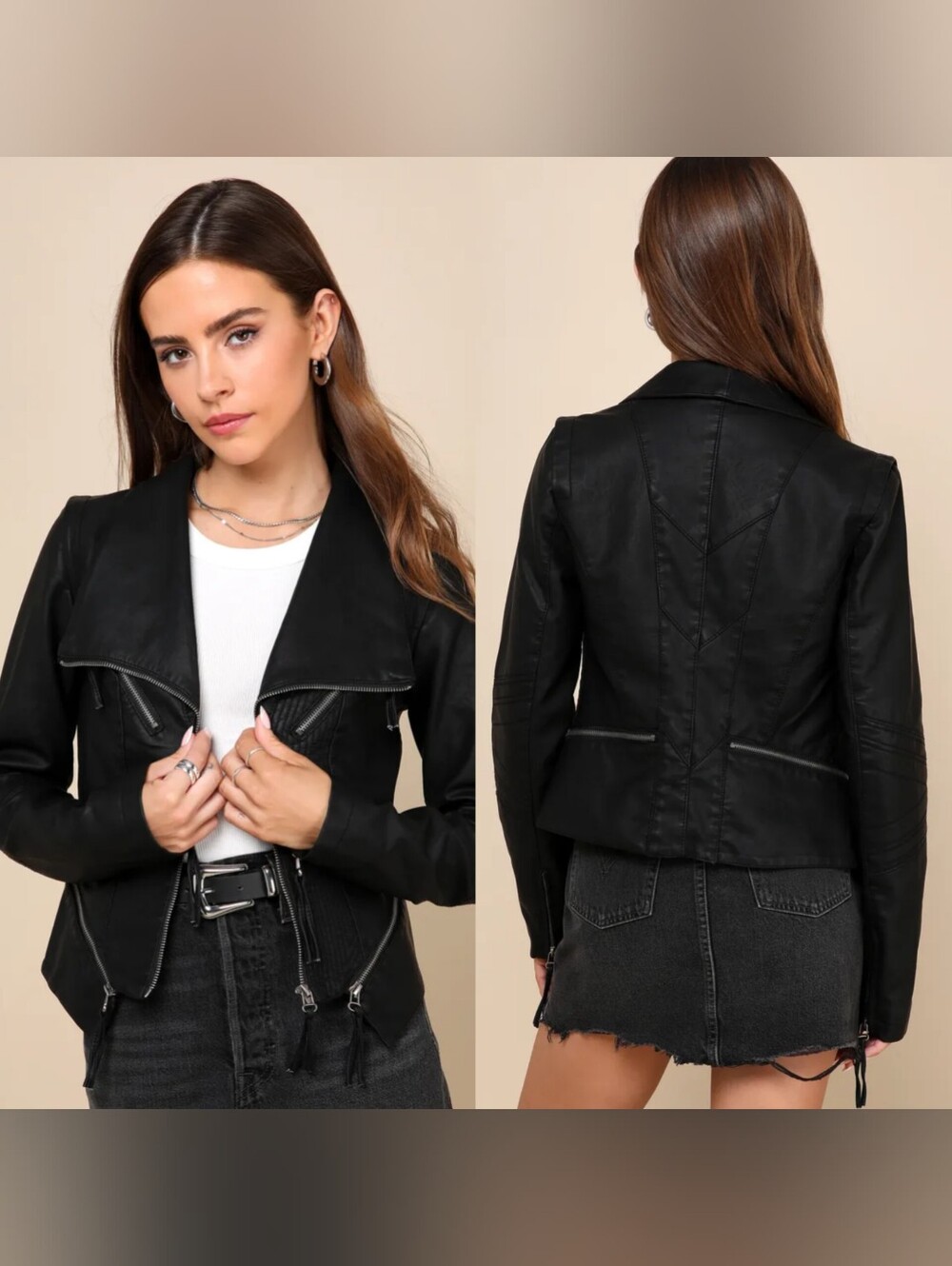 Lulus Up on a Tuesday Black Vegan Leather Moto Jacket XS Night Out Party Edgy